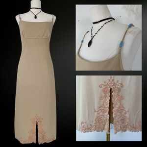 Vintage Rag Womens Y2K Babydoll Slip Dress Size XL Midi Fairy Grunge Boho Beaded